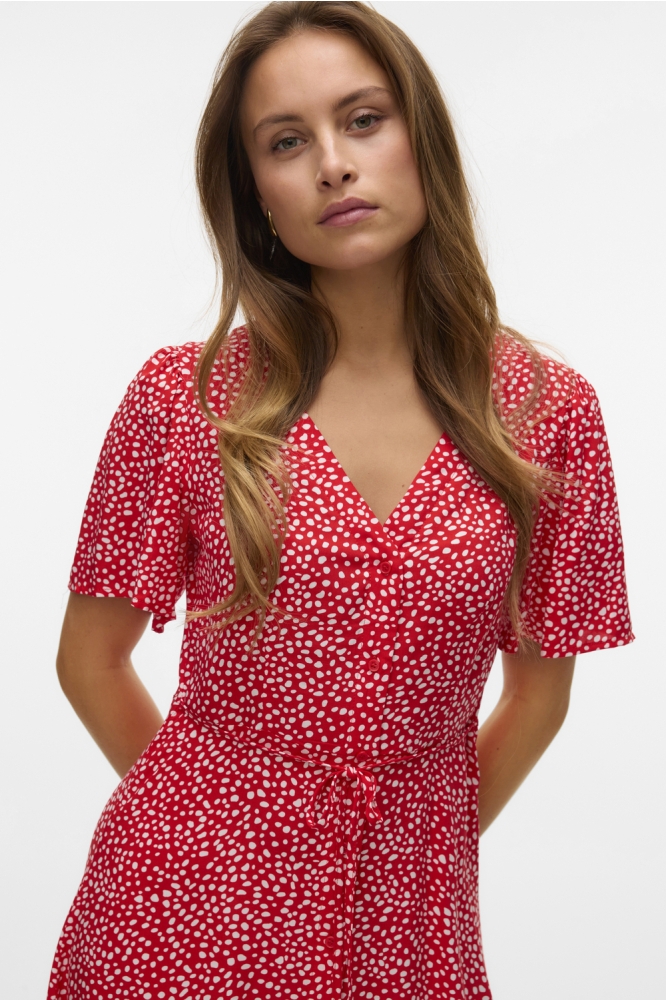 VMALBA SS SHORT DRESS WVN GA NOOS 10292845 FIERY RED /JOEY DOT